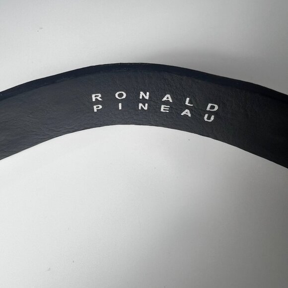 RONALD PINEAU Studded Gray Leather Belt with Snap Closure, Made in France main image 5